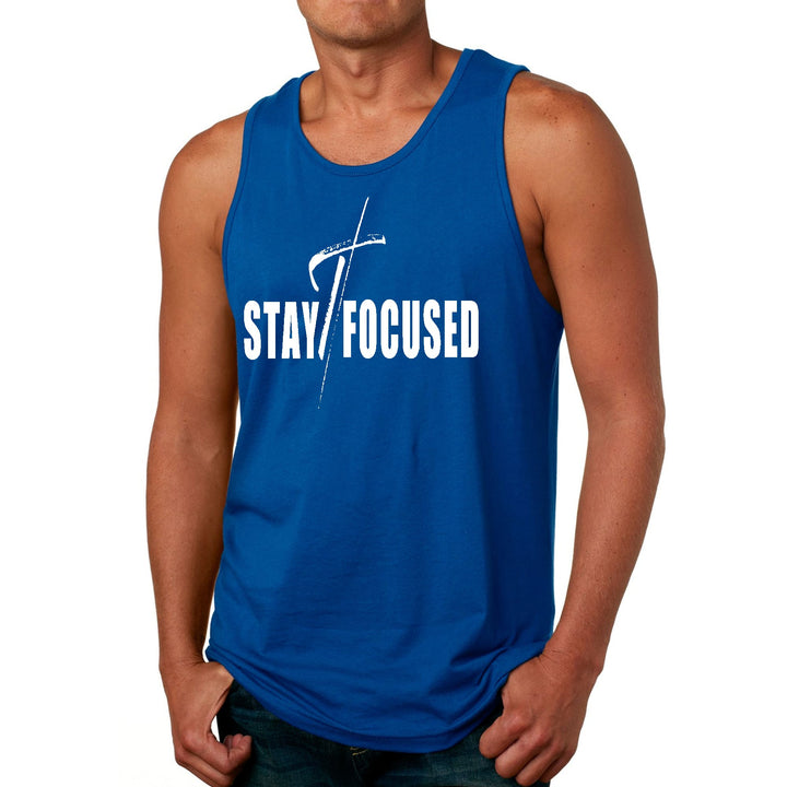 Mens Fitness Tank Top Graphic T-shirt Stay Focused White Print - Mens | Tank