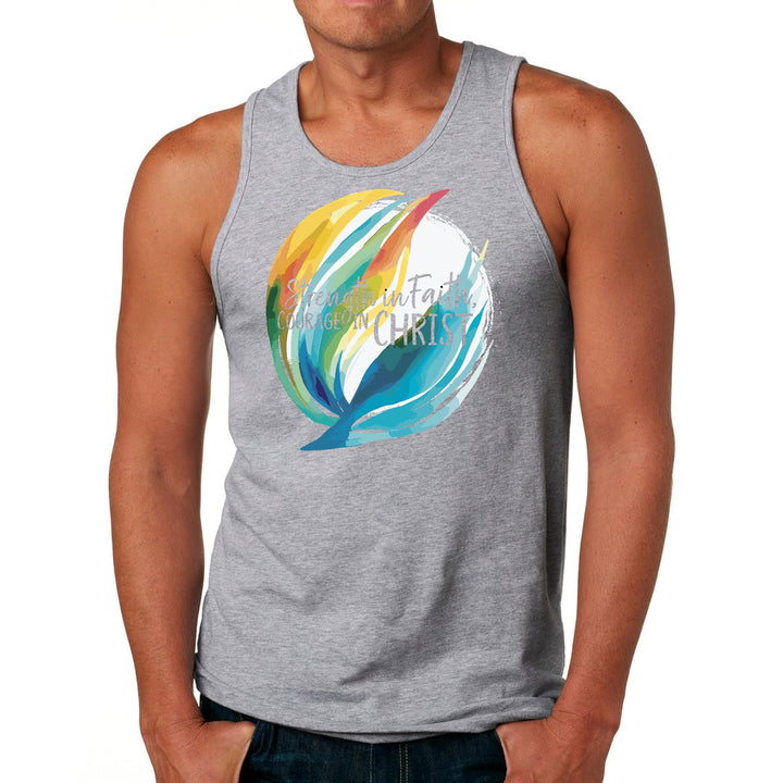 Mens Fitness Tank Top Graphic T-shirt Strength in Faith Courage - Mens | Tank