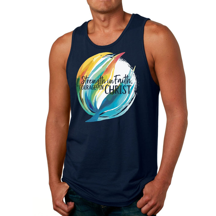 Mens Fitness Tank Top Graphic T-shirt Strength in Faith Courage - Mens | Tank