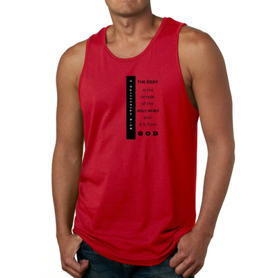 Mens Fitness Tank Top Graphic T-shirt The Body Is The Temple Print - Mens