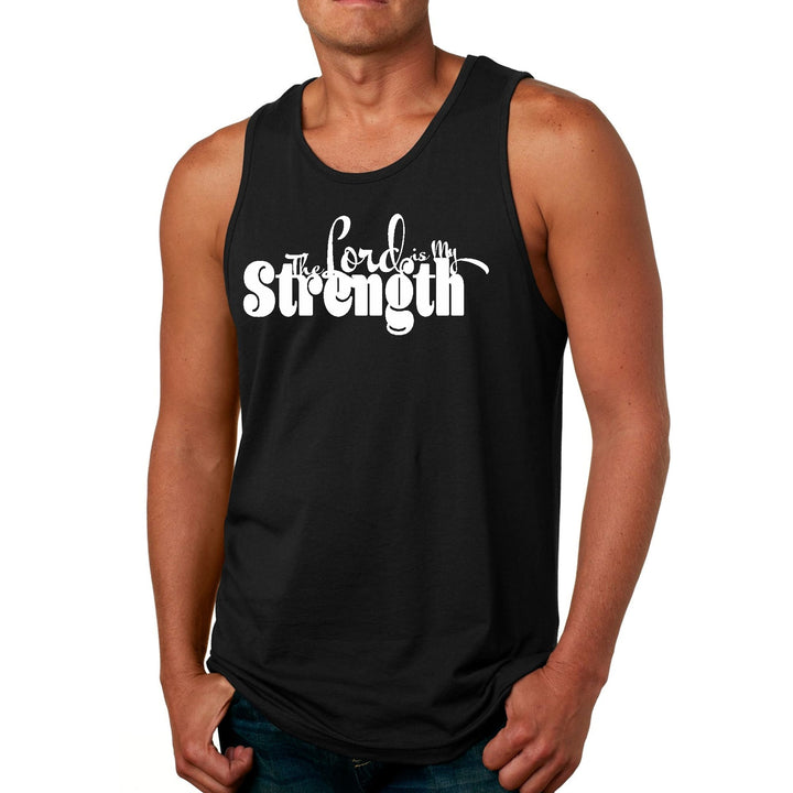 Mens Fitness Tank Top Graphic T-shirt the Lord is my Strength Print - Mens