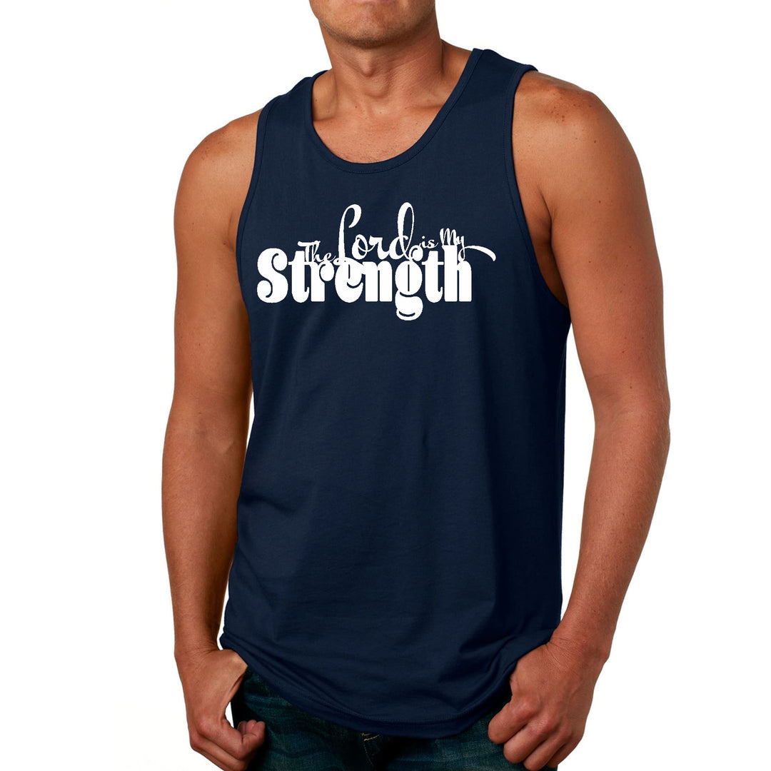 Mens Fitness Tank Top Graphic T-shirt the Lord is my Strength Print - Mens