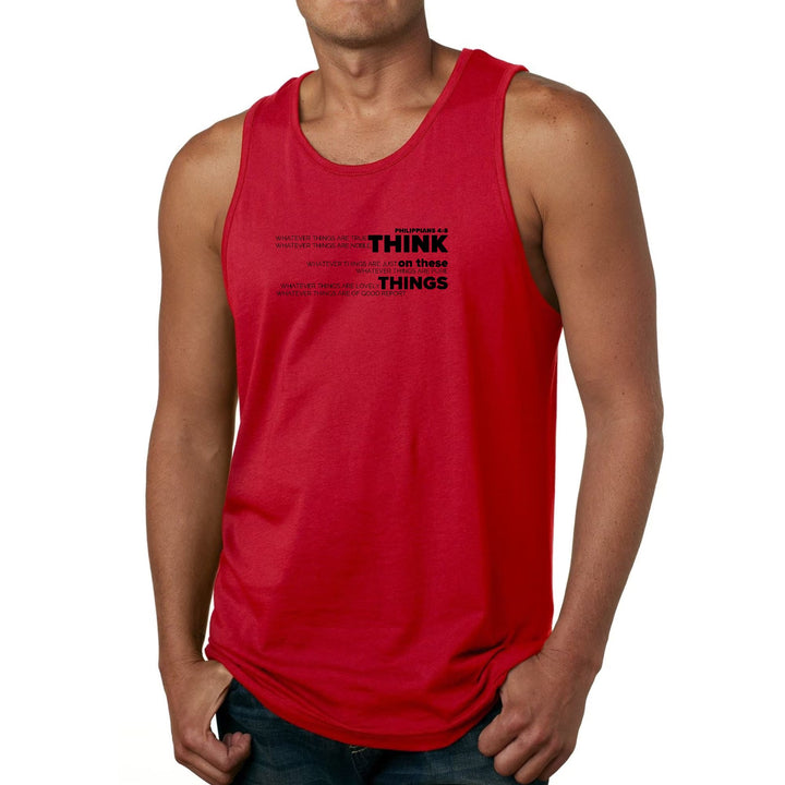Mens Fitness Tank Top Graphic T-shirt Think On These Things Black - Mens | Tank