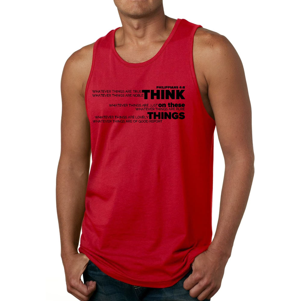 Mens Fitness Tank Top Graphic T-shirt Think on these Things Black - Mens | Tank