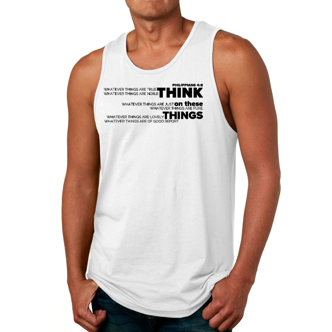 Mens Fitness Tank Top Graphic T-shirt Think on these Things Black - Mens | Tank