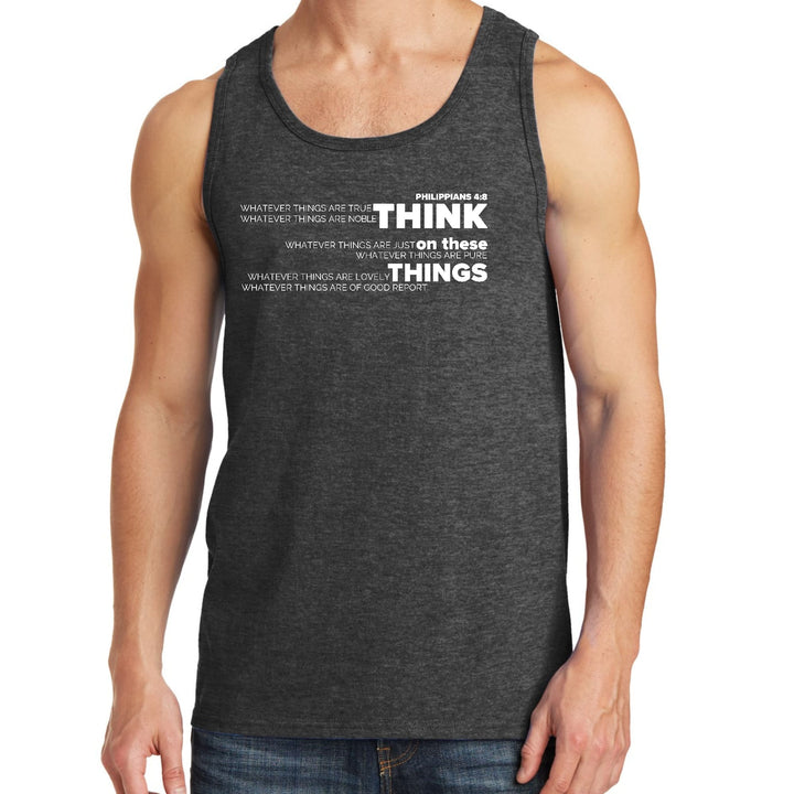 Mens Fitness Tank Top Graphic T-shirt Think on these Things - Mens | Tank Tops