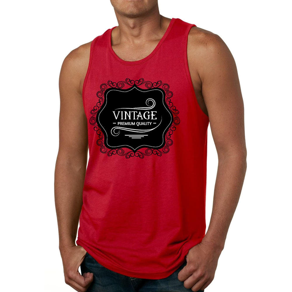 Mens Fitness Tank Top Graphic T-shirt Vintage Premium Quality Black - Mens