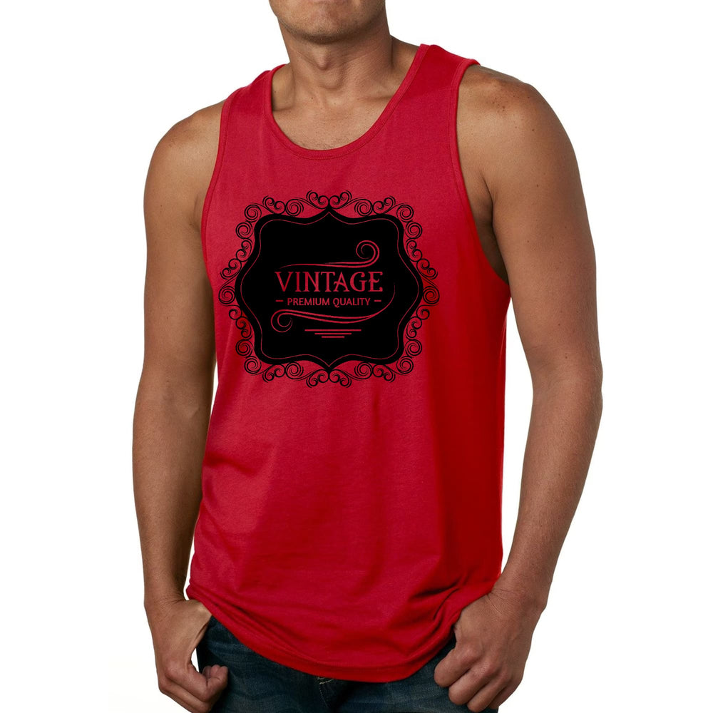 Mens Fitness Tank Top Graphic T-shirt Vintage Premium Quality Black - Mens