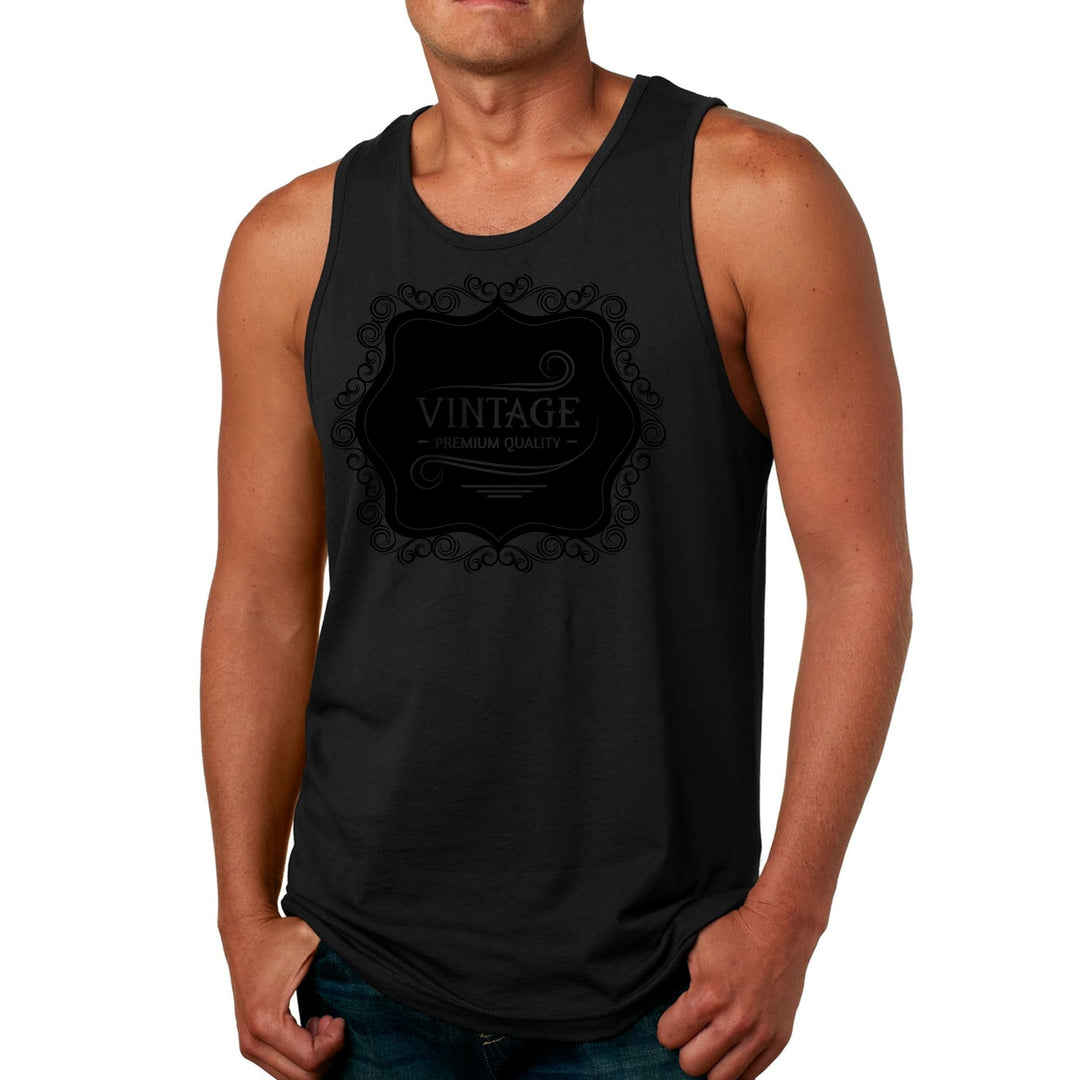 Mens Fitness Tank Top Graphic T-shirt Vintage Premium Quality Black - Mens