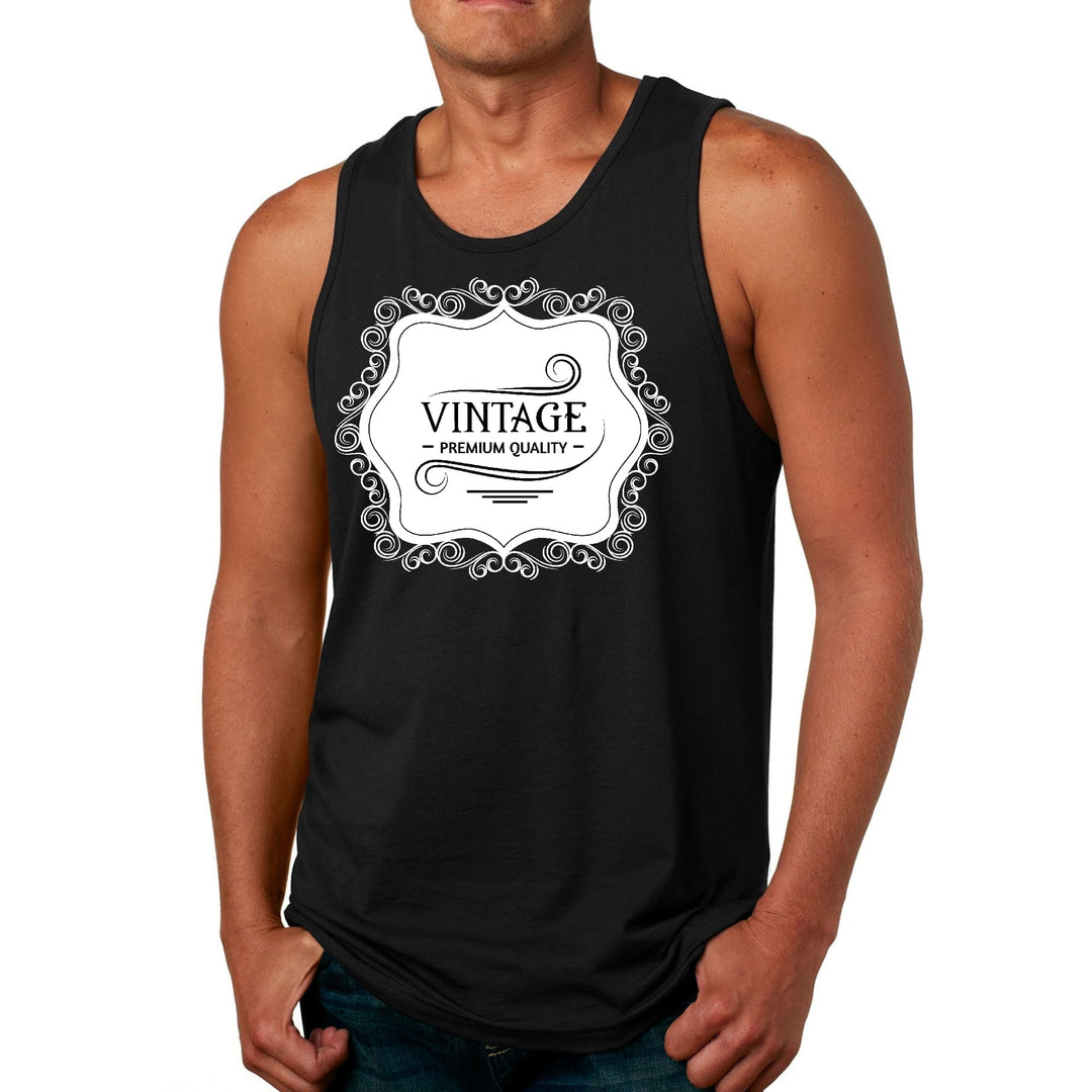 Mens Fitness Tank Top Graphic T-shirt Vintage Premium Quality White - Mens