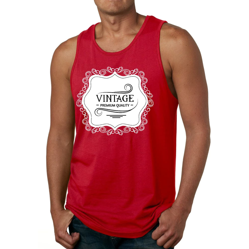 Mens Fitness Tank Top Graphic T-shirt Vintage Premium Quality White - Mens