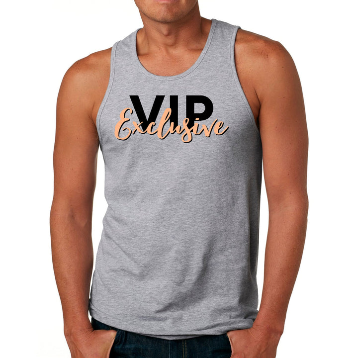 Mens Fitness Tank Top Graphic T-shirt Vip Exclusive Black and Beige - Mens