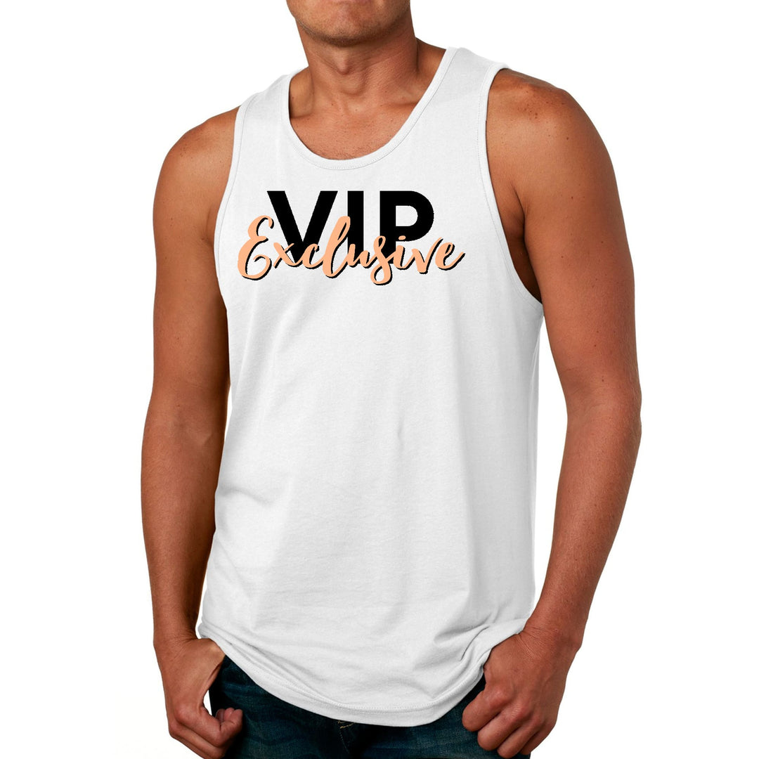 Mens Fitness Tank Top Graphic T-shirt Vip Exclusive Black and Beige - Mens