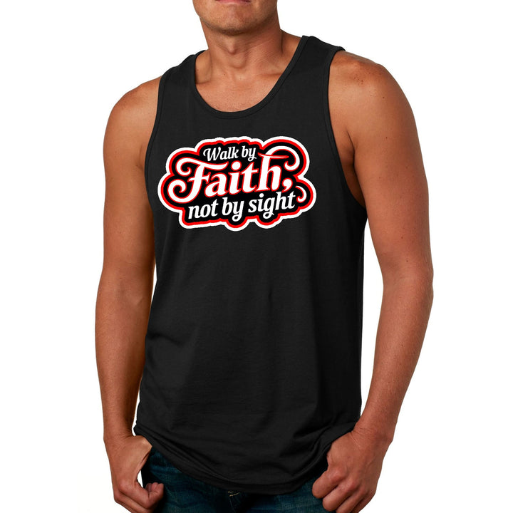 Mens Fitness Tank Top Graphic T-shirt Walk by Faith not by Sight - Mens | Tank