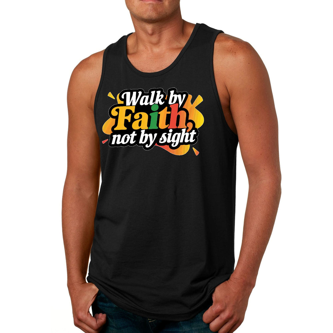 Mens Fitness Tank Top Graphic T-shirt Walk by Faith not by Sight - Mens | Tank