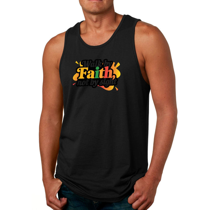 Mens Fitness Tank Top Graphic T-shirt Walk by Faith not by Sight - Mens | Tank