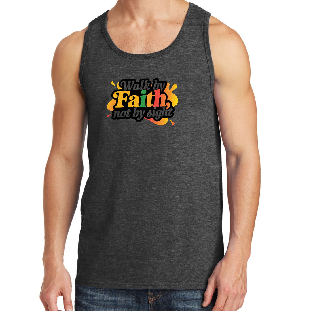 Mens Fitness Tank Top Graphic T-shirt Walk by Faith not by Sight - Mens | Tank