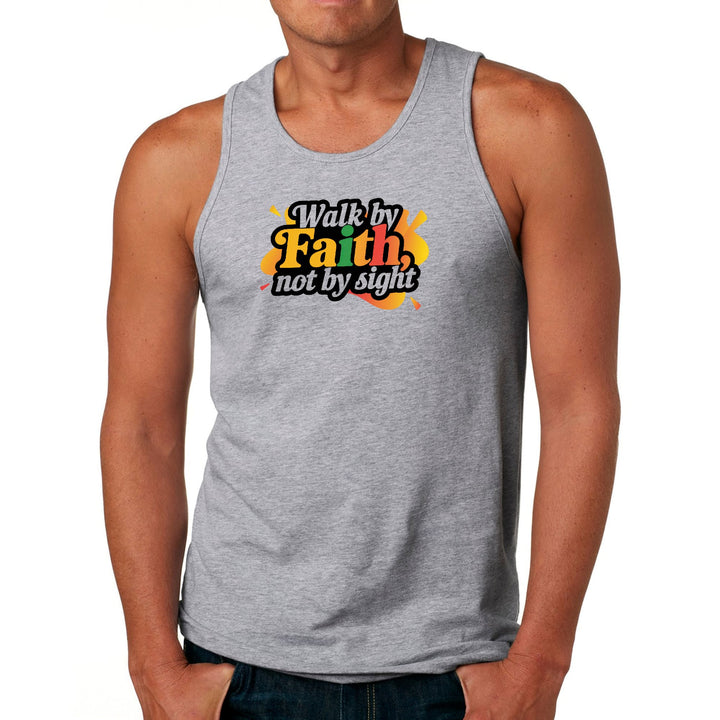 Mens Fitness Tank Top Graphic T-shirt Walk by Faith not by Sight - Mens | Tank