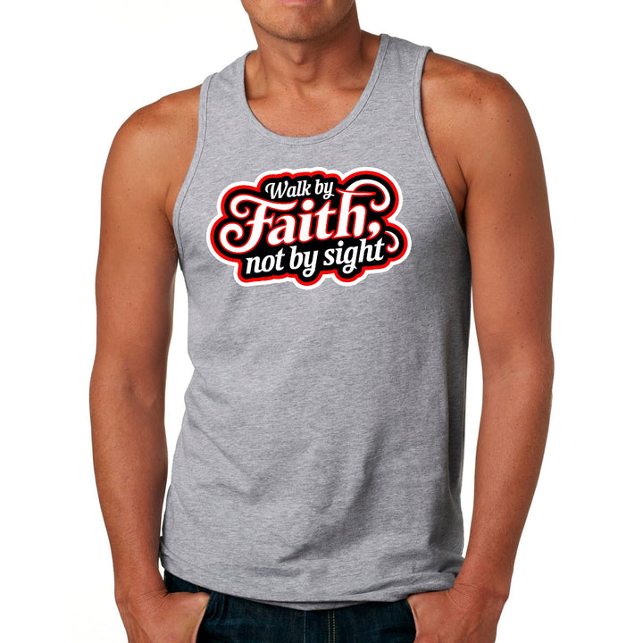 Mens Fitness Tank Top Graphic T-shirt Walk by Faith not by Sight - Mens | Tank