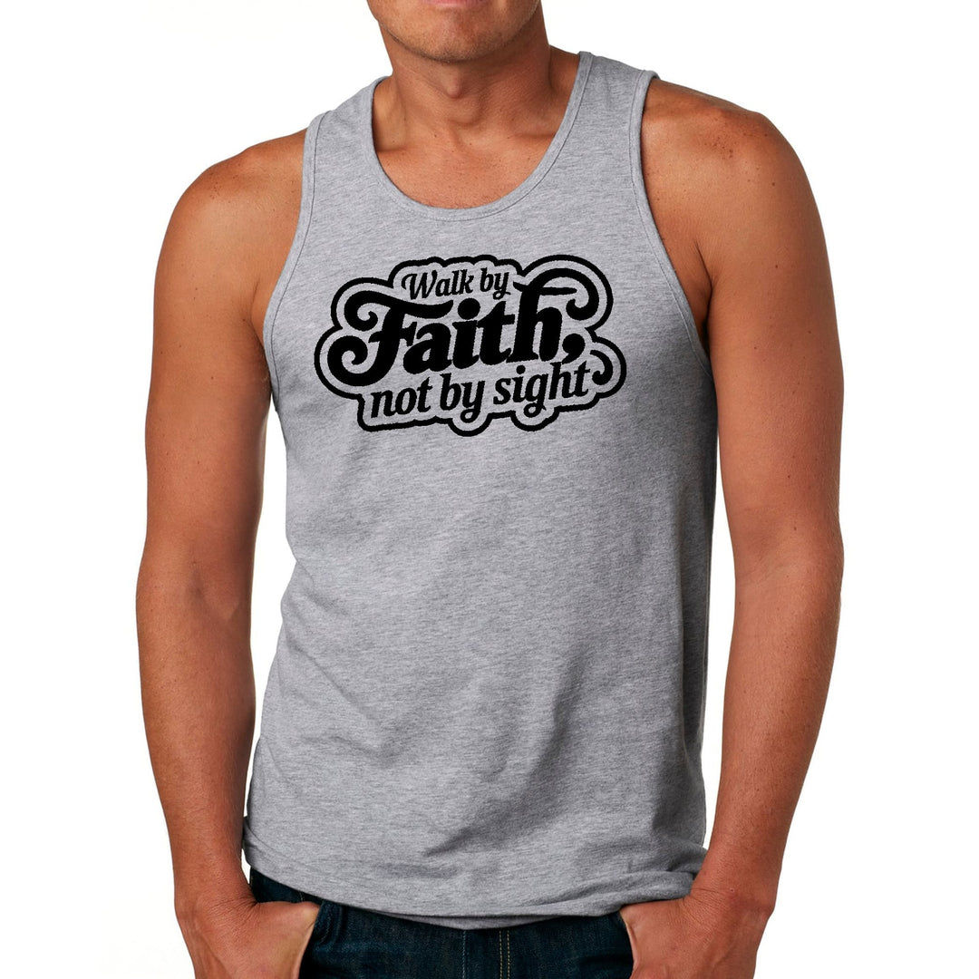 Mens Fitness Tank Top Graphic T-shirt Walk by Faith not by Sight - Mens | Tank