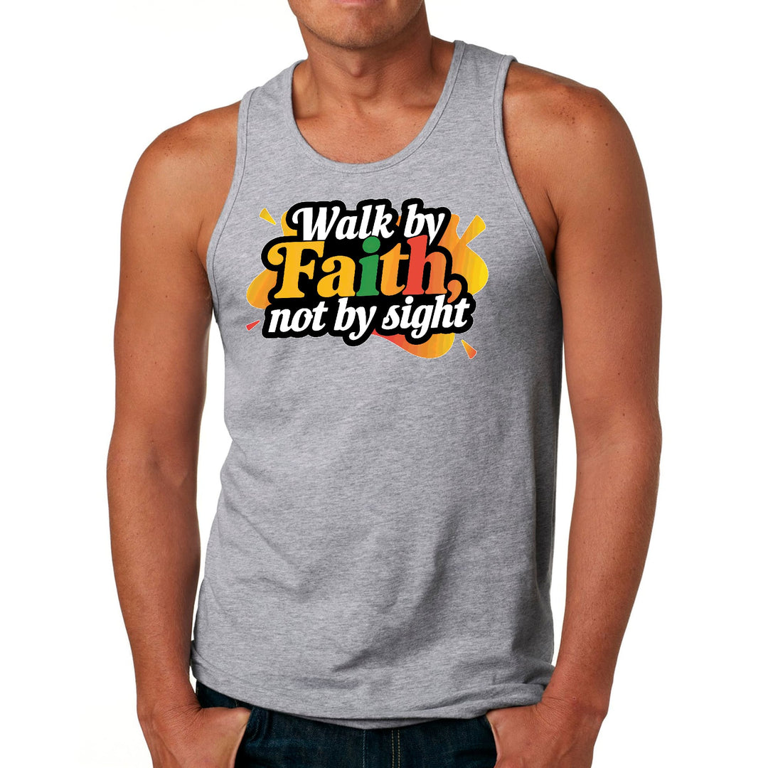 Mens Fitness Tank Top Graphic T-shirt Walk by Faith not by Sight - Mens | Tank