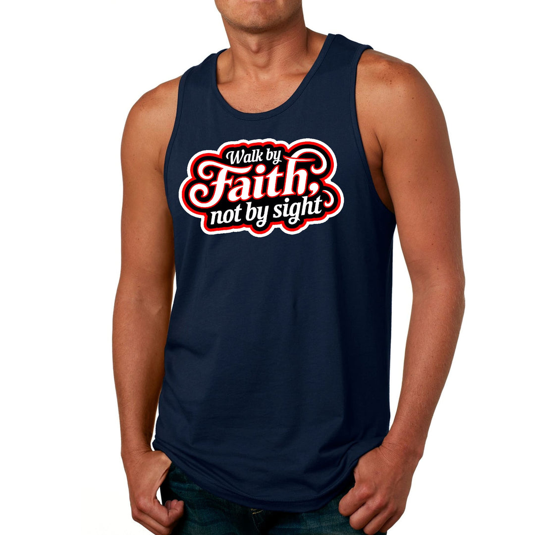 Mens Fitness Tank Top Graphic T-shirt Walk by Faith not by Sight - Mens | Tank