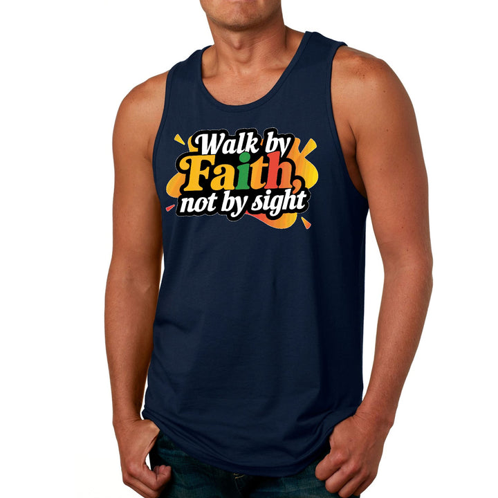 Mens Fitness Tank Top Graphic T-shirt Walk by Faith not by Sight - Mens | Tank