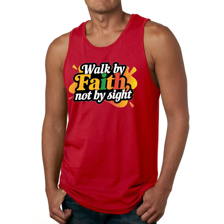 Mens Fitness Tank Top Graphic T-shirt Walk by Faith not by Sight - Mens | Tank