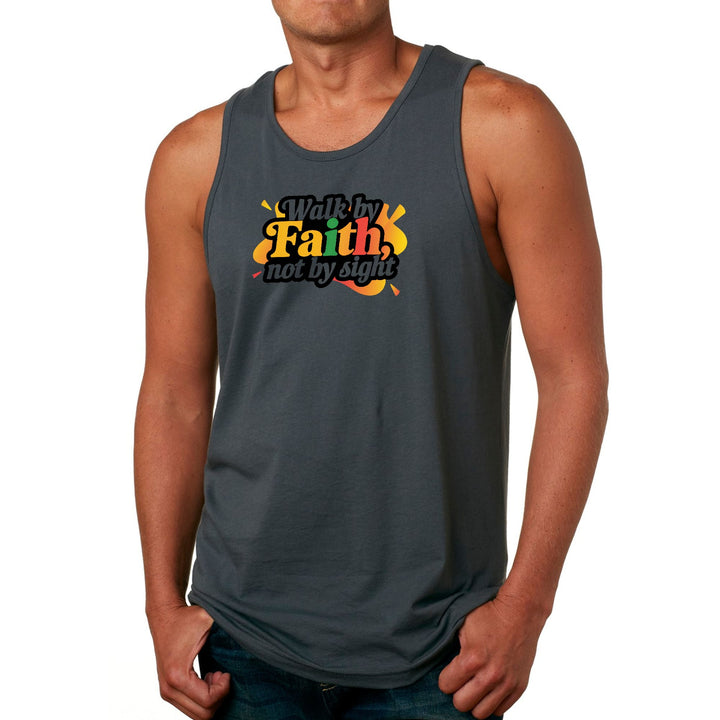 Mens Fitness Tank Top Graphic T-shirt Walk by Faith not by Sight - Mens | Tank