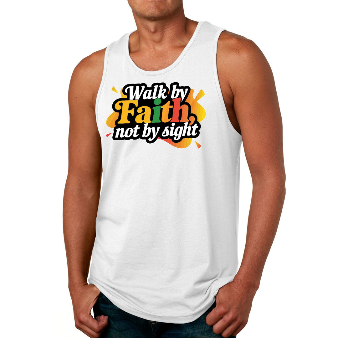 Mens Fitness Tank Top Graphic T-shirt Walk by Faith not by Sight - Mens | Tank