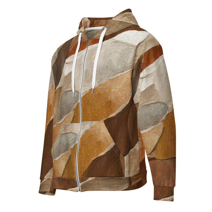 Mens Full Zip Graphic Hoodie Abstract Stone Pattern 6672