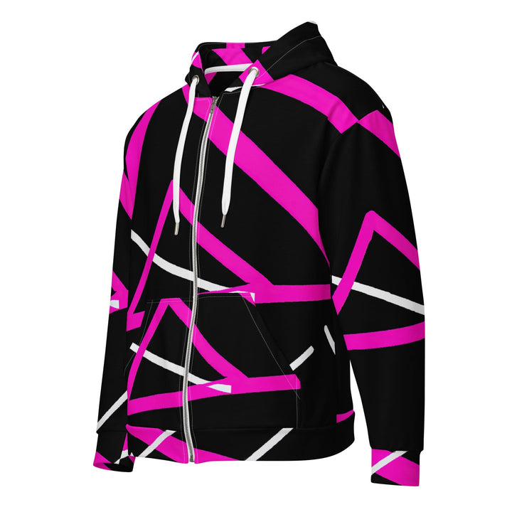 Mens Full Zip Graphic Hoodie Black And Pink Pattern 2
