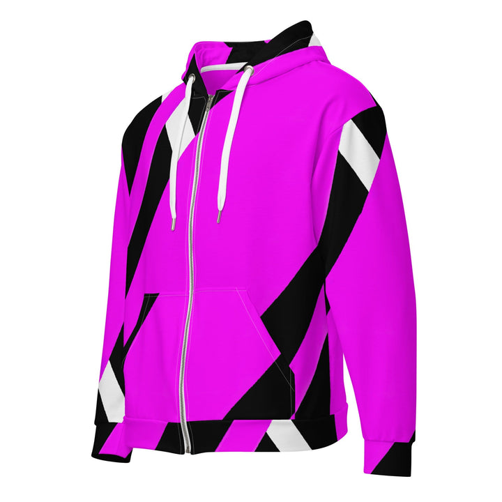 Mens Full Zip Graphic Hoodie Black and Pink Pattern