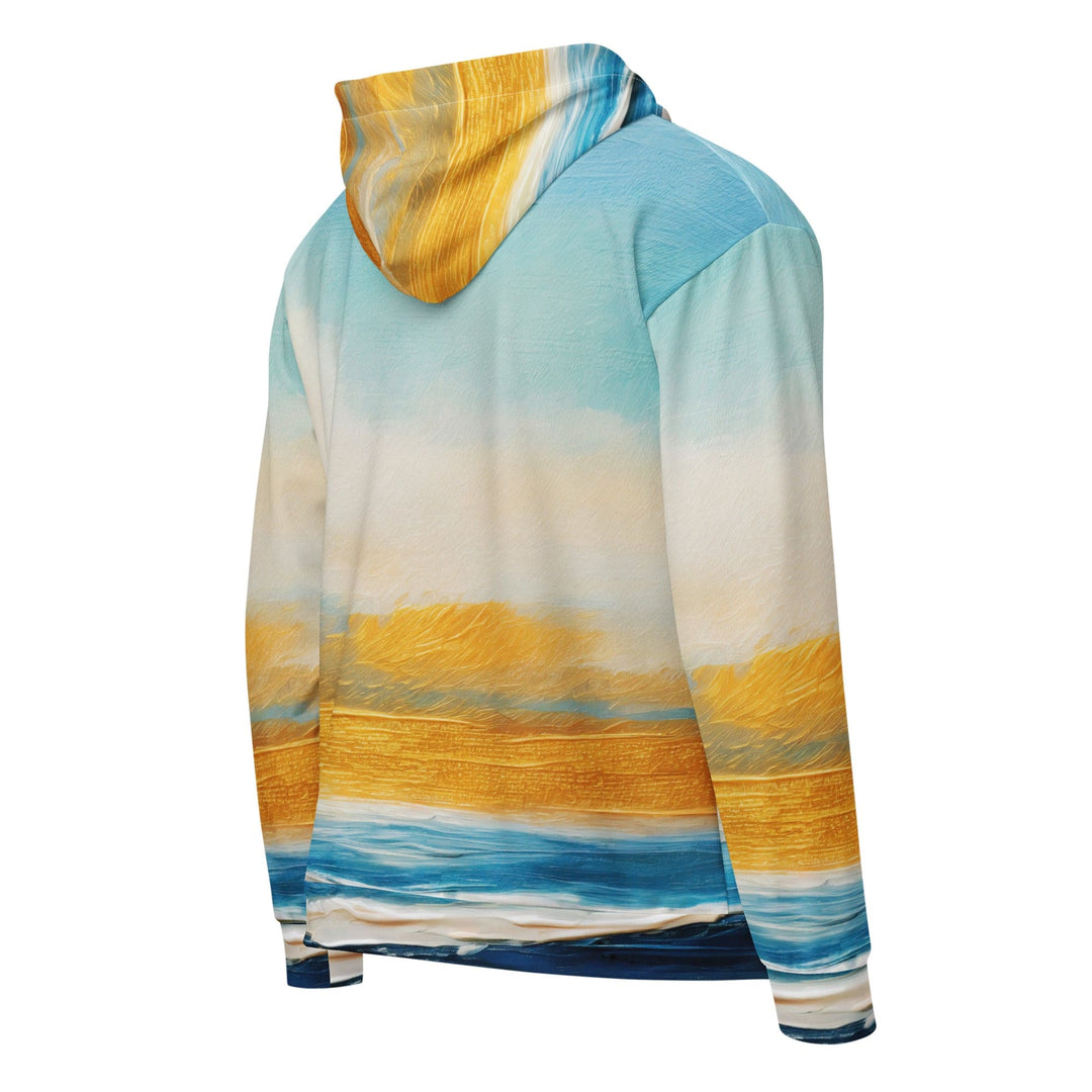 Mens Full Zip Graphic Hoodie Blue Ocean Golden Sunset Print 4