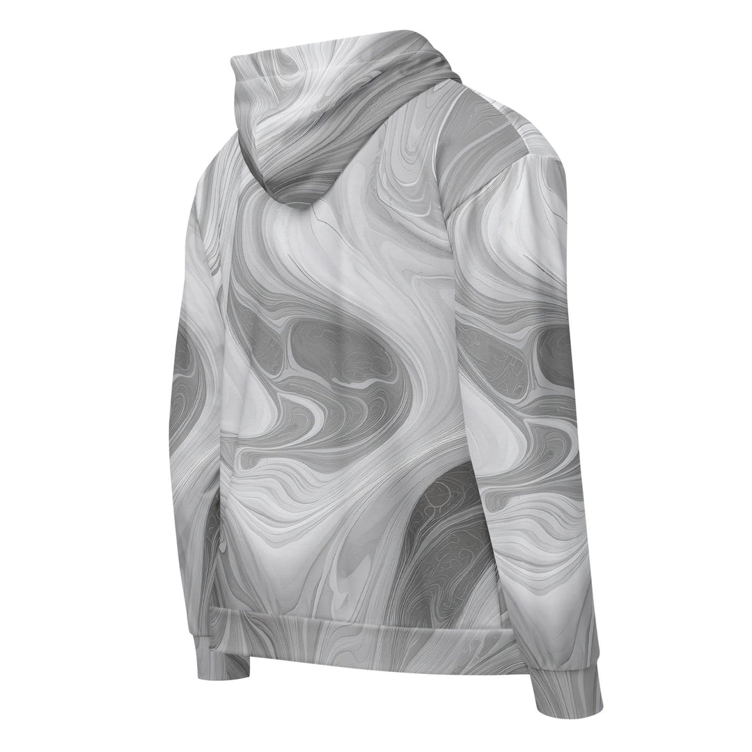 Mens Full Zip Graphic Hoodie Boho Marble Pattern White and Grey