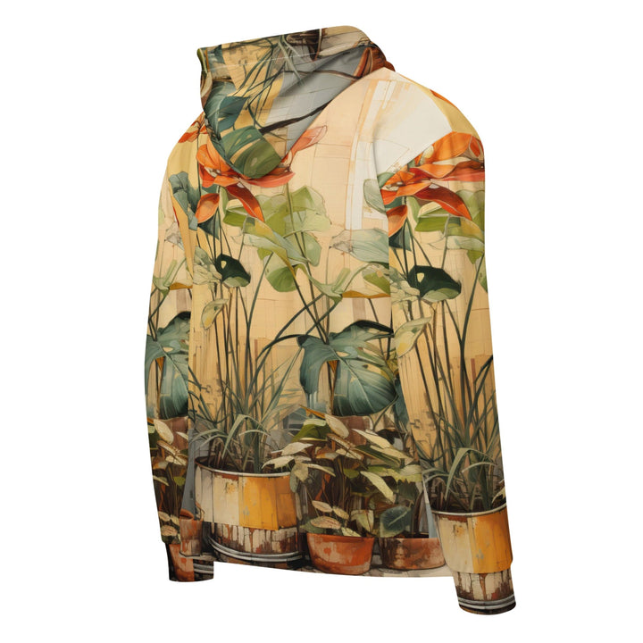 Mens Full Zip Graphic Hoodie Earthy Rustic Potted Plants Print