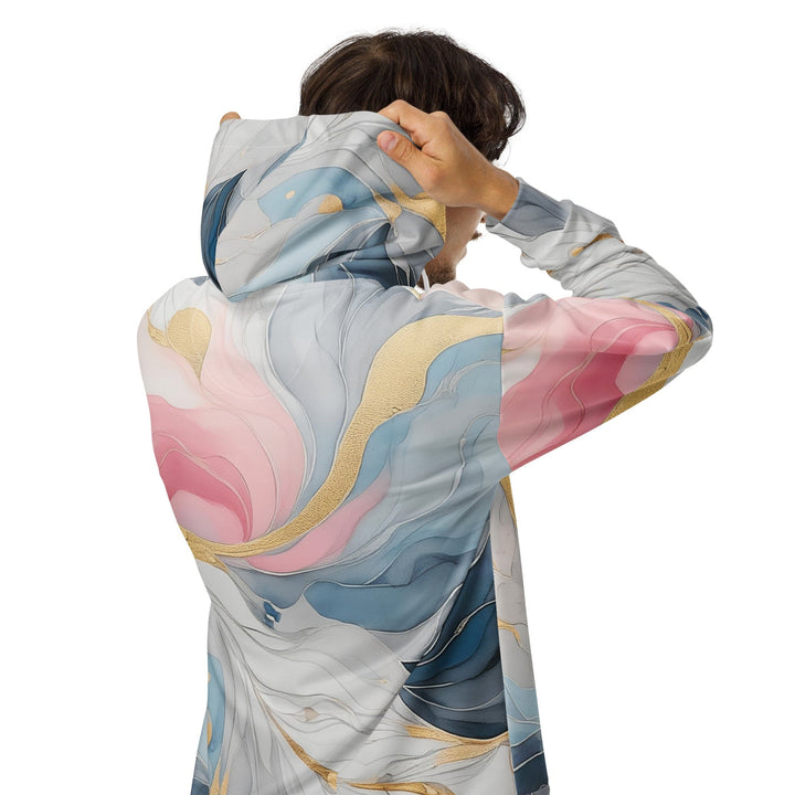 Mens Full Zip Graphic Hoodie Marble Cloud of Grey Pink Blue 5522