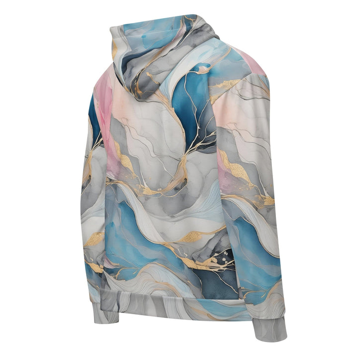 Mens Full Zip Graphic Hoodie Marble Cloud of Grey Pink Blue 63389