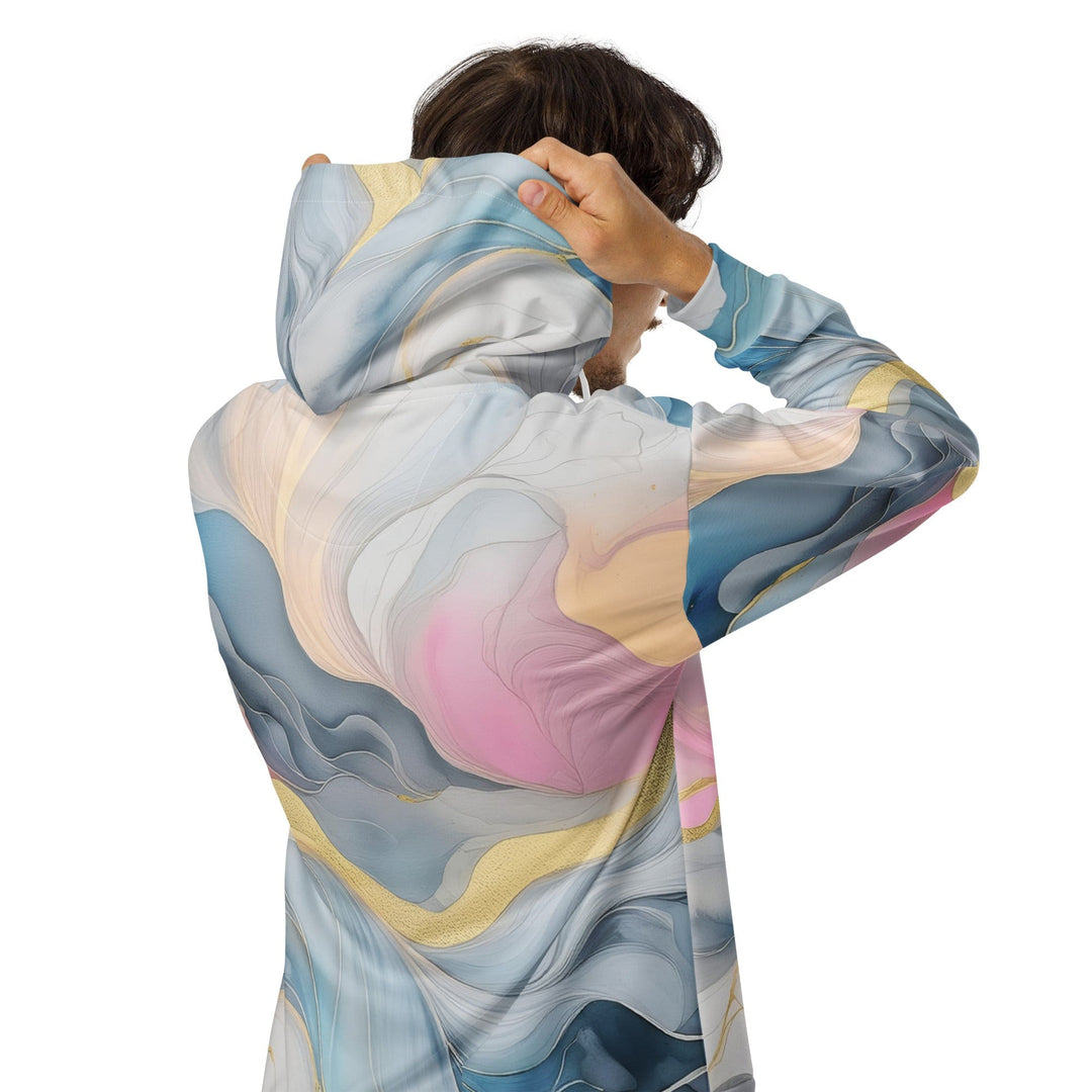 Mens Full Zip Graphic Hoodie Marble Cloud of Grey Pink Blue 72067