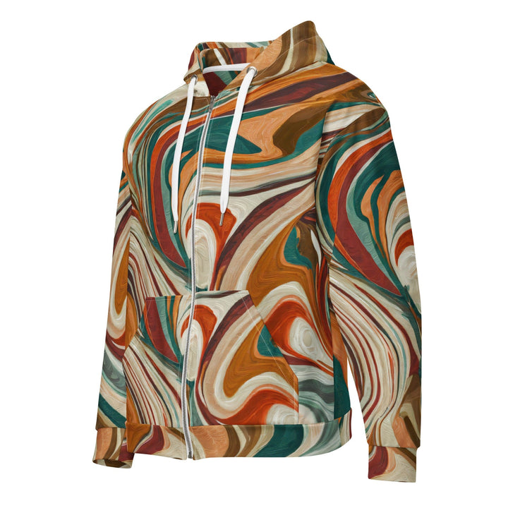 Mens Full Zip Graphic Hoodie Boho Brown Marble Print