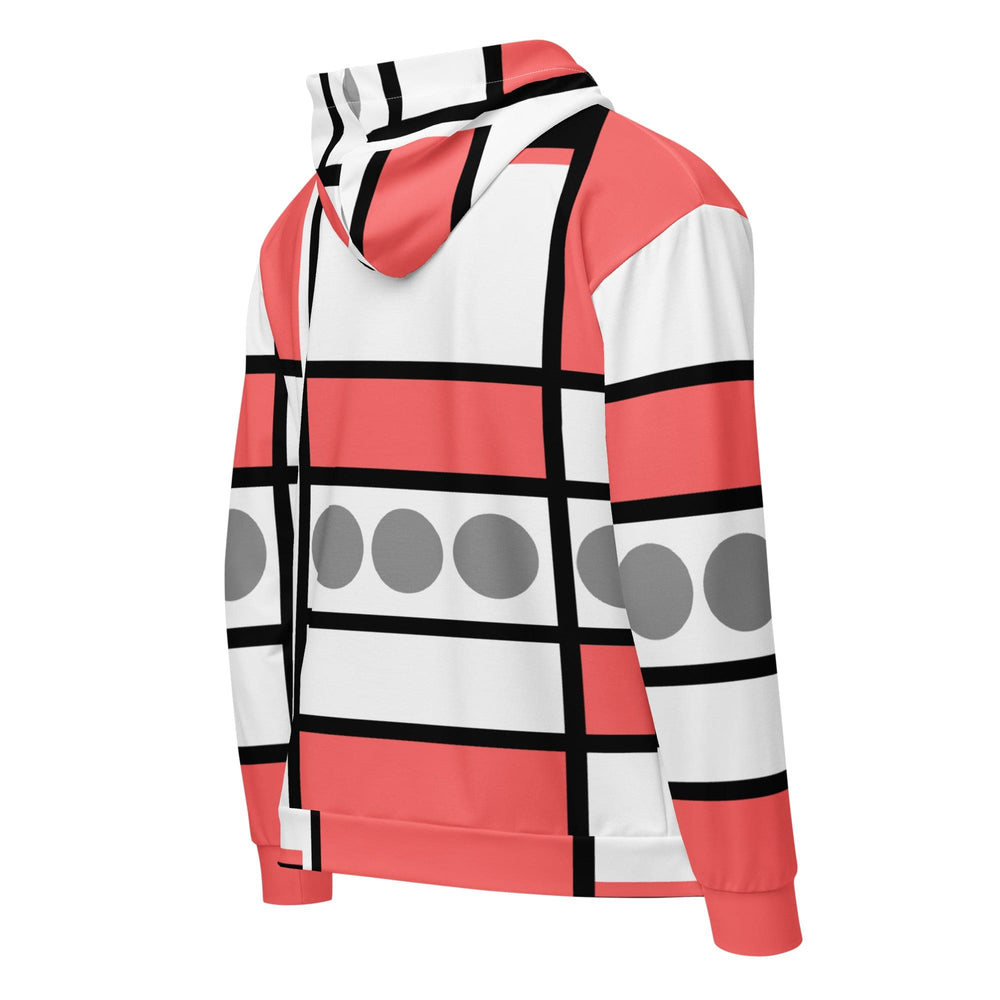 Mens Full Zip Graphic Hoodie Pale Red Print