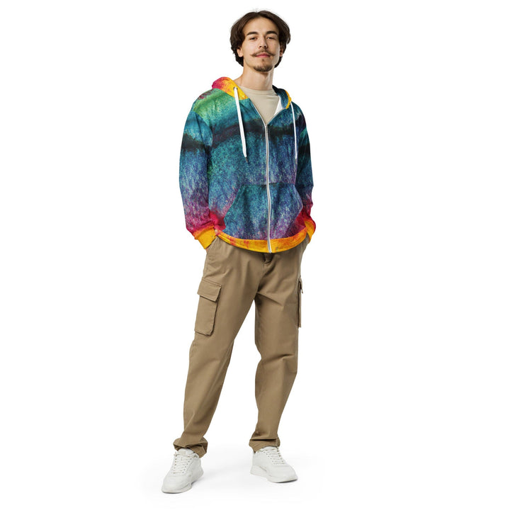 Mens Full Zip Graphic Hoodie Multicolor Abstract Pattern