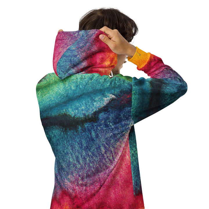 Mens Full Zip Graphic Hoodie Multicolor Abstract Pattern