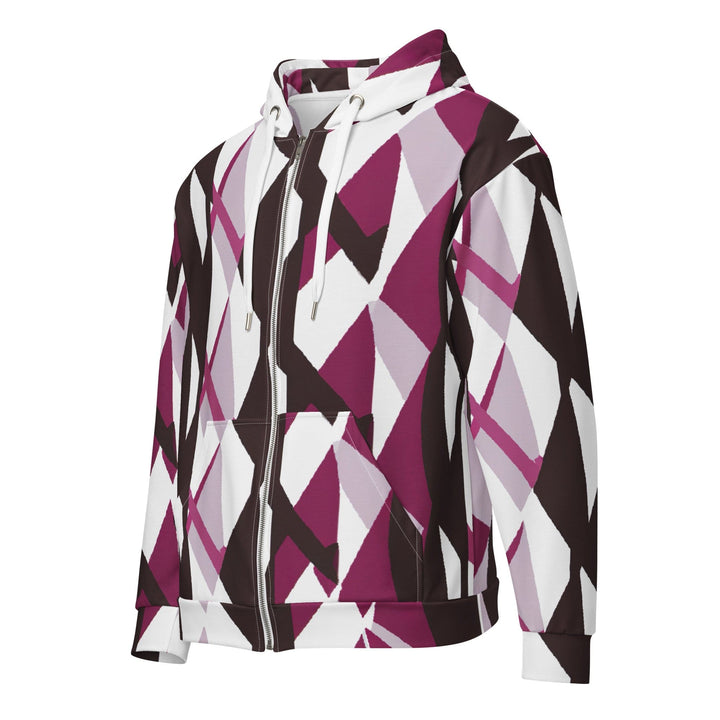 Mens Full Zip Graphic Hoodie Pink Mauve Pattern 3