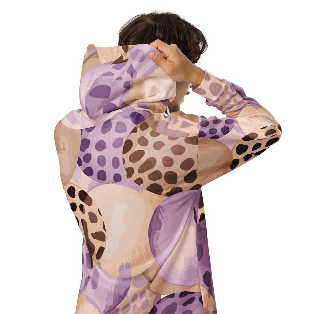 Mens Full Zip Graphic Hoodie Purple Lavender Spotted Print