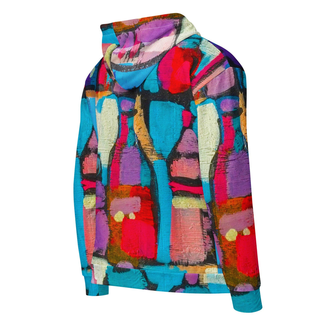 Mens Full Zip Graphic Hoodie Sutileza Red Multicolor Abstract Print
