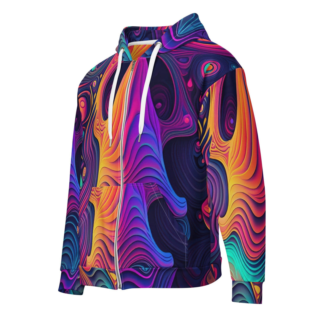 Mens Full Zip Graphic Hoodie Vibrant Psychedelic Kaleidoscope Boho