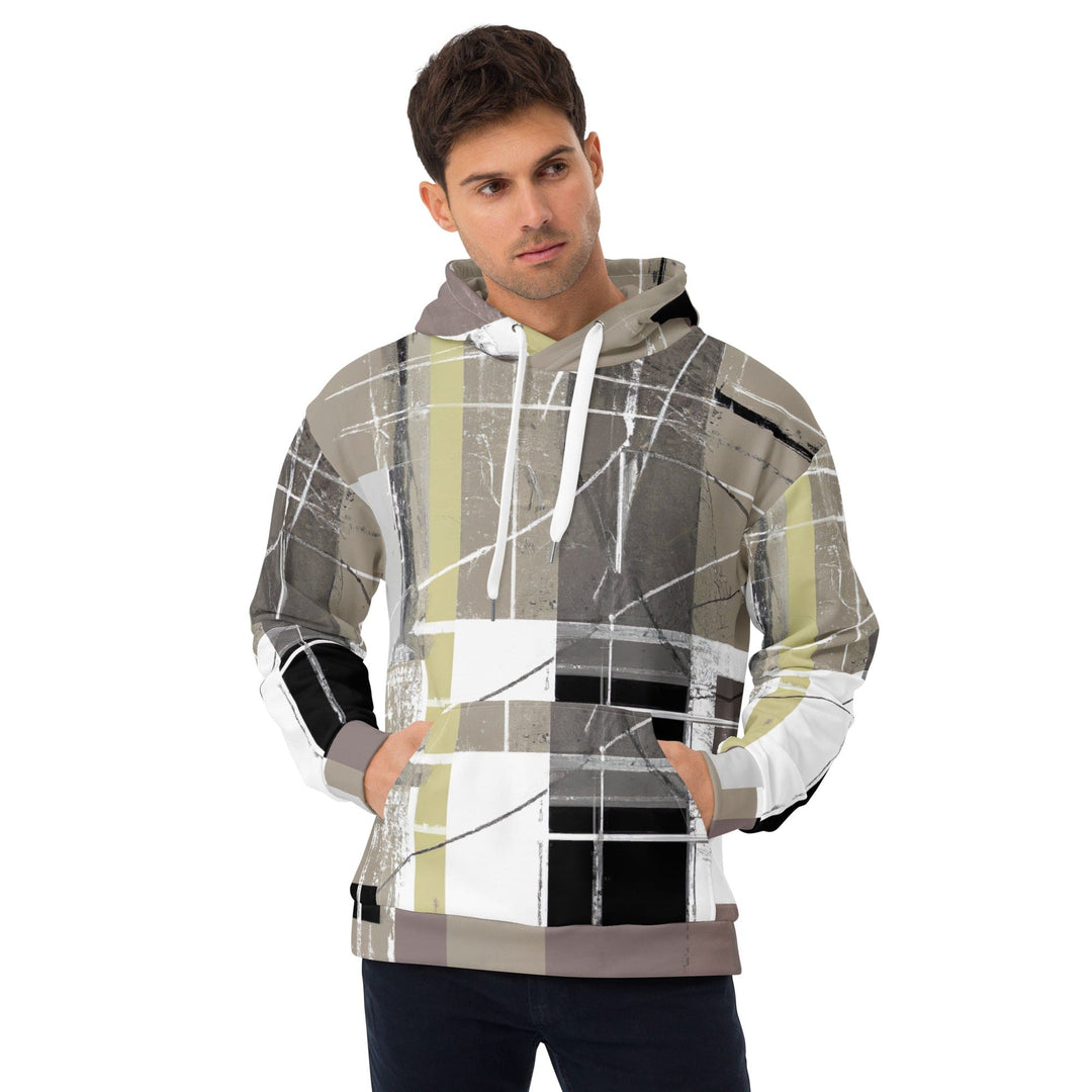 Mens Graphic Hoodie Abstract Brown Geometric Shapes