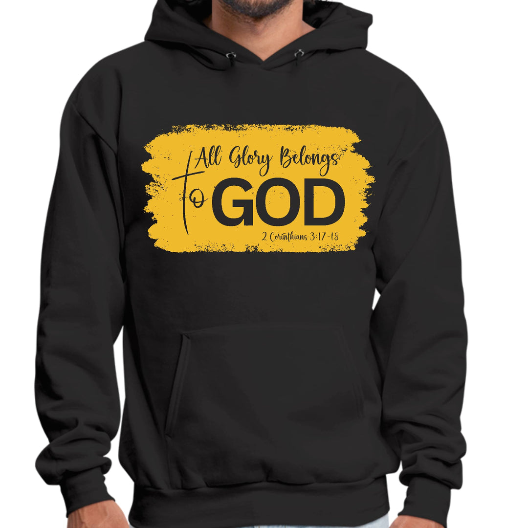 Mens Graphic Hoodie All Glory Belongs to God Golden Yellow - Unisex | Hoodies