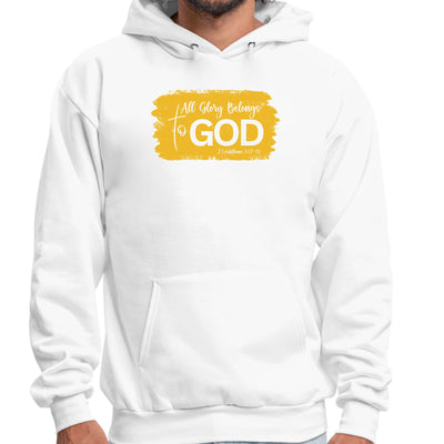 Mens Graphic Hoodie All Glory Belongs To God Golden Yellow - Unisex | Hoodies